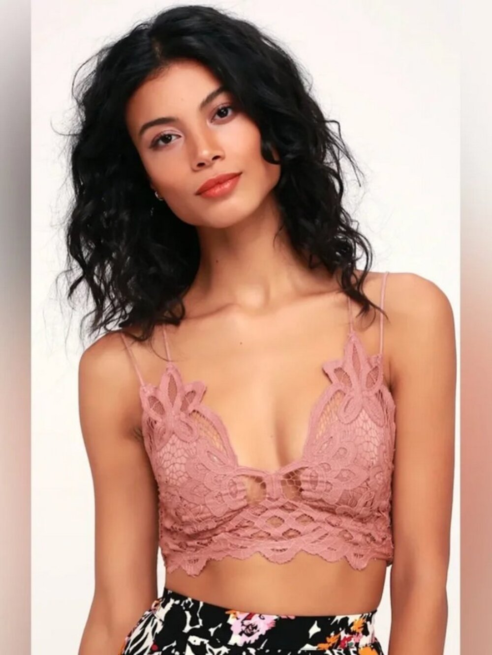 Free People Fp One Adella Bralette Lace Criss Cross Smocked Crop Ballet Top M